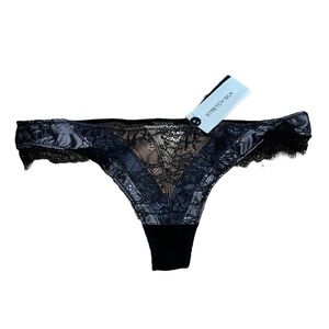NWT Obsidian by Elle MacPherson Intimates Stretch Silk Bellamy Thong